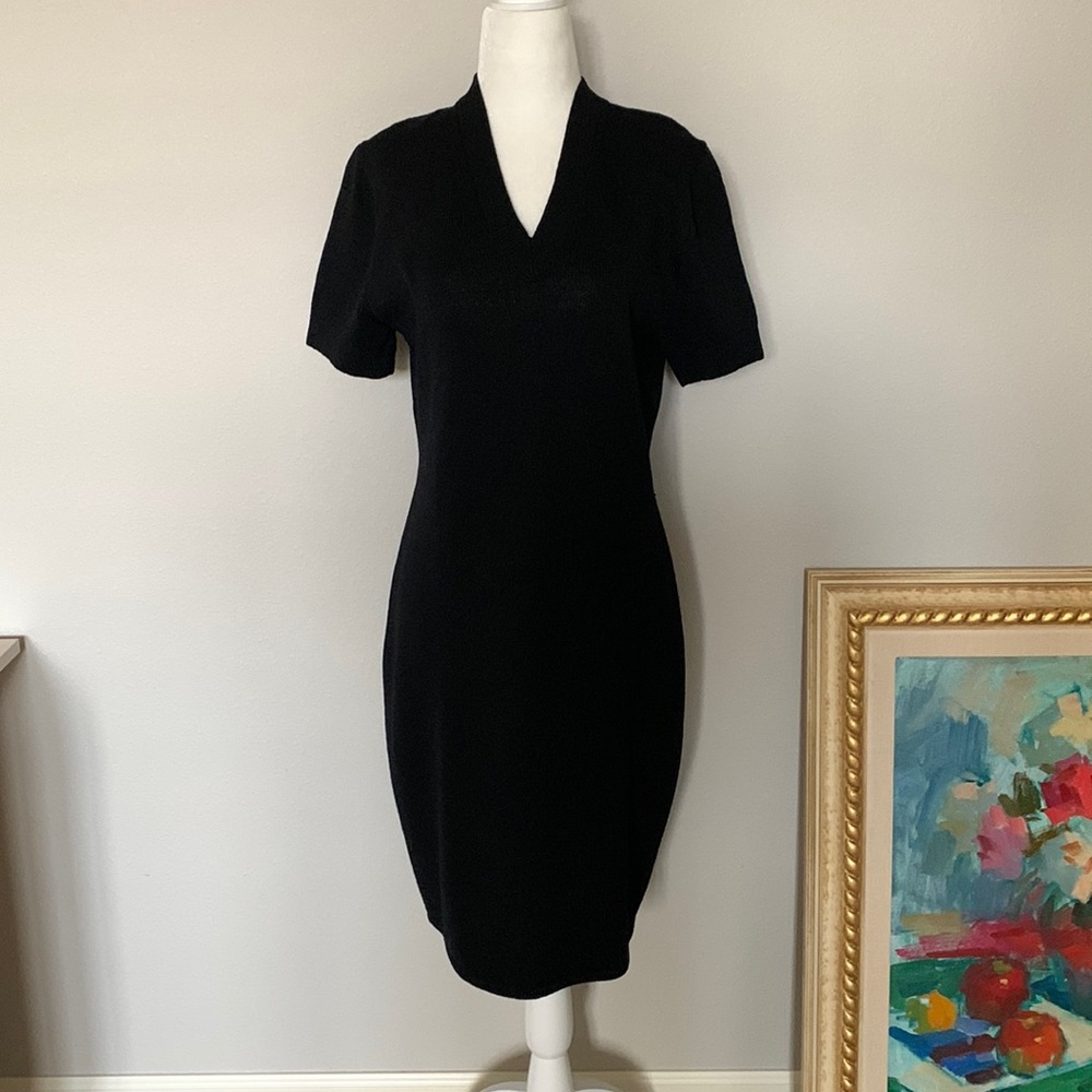 Classic Black V-Neck Women's Dress